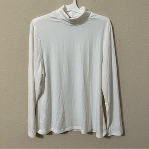 Shein Curve Turtleneck White Ribbed Long Sleeve Top Plus Size Size